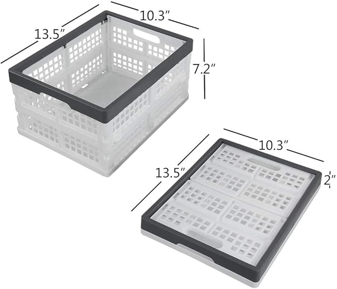 Teyyvn 4-Pack Collapsible Milk Crates, 15L Plastic Stackable Storage Bins Utility Folding Baskets