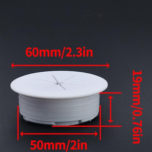 Surf turtle 5 Pack 2 Inch White Desk Grommets, Flexible Cable Cord Hole Cover with Bi-Metal Hole Saw Kit, 2m Cable Sleeve and Coiled Cord Wrap for Desk Wire Management