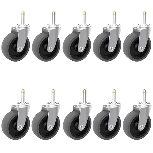 RILIDRI Replcament Casters for Brute Trash Bin Dolly Set of 10, 3-Inch Trash Can Dolly Replacement Wheels(375LBS-2)