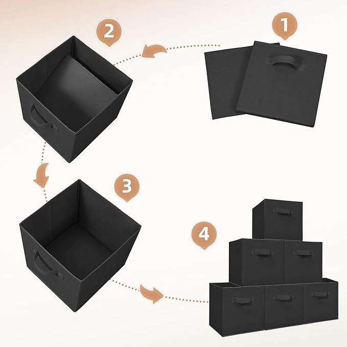 STORAGE MANIAC Storage Cubes, 11 Inch Collapsible Storage Bins with Handles, 8 Pack Fabric Foldable Bins for Organization