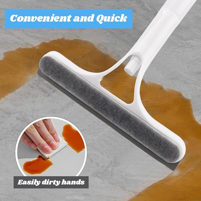 3 in 1 Window Cleaning Scraper with 2 Replaceable Cleaning Cotton Strips, 3 in 1 Spray Squeegee for Home Glass Doors Car Windows Glass, All-Purpose Window Cleaner Tool(1pc White & 1pc Blue)