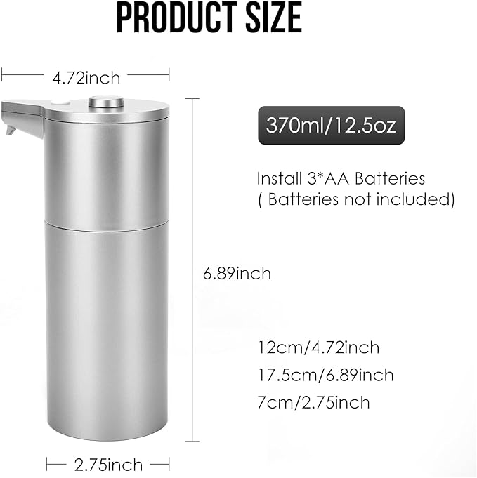 Aunmaon Automatic Soap Dispenser Touchless,Upgrade Adjustable Volume for Thick and Thin Liquid Battery Hand Soap Dispenser,Dish Soap Dispenser Kitchen Bathroom,Auto Soap Dispenser Hands Free Silver