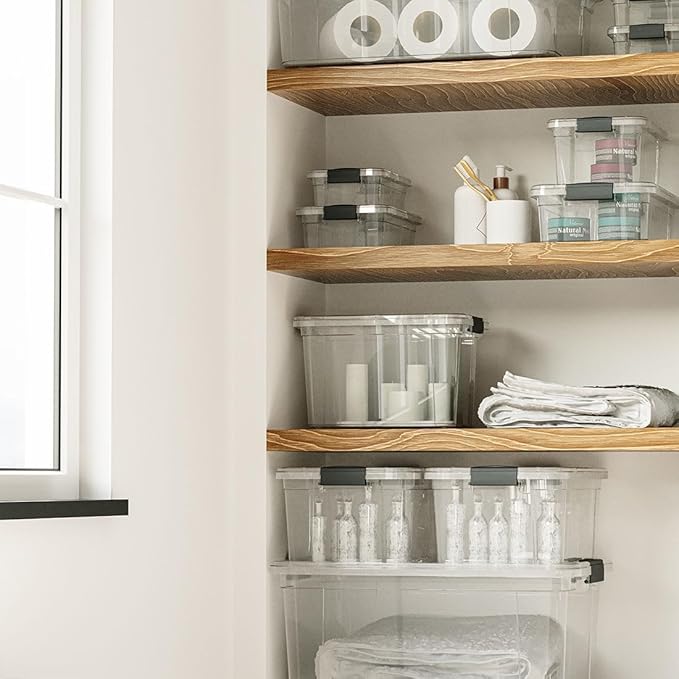 Storage Bins with Lids- 4 Pack, 4.5 Qt Clear Boxes for Organizing