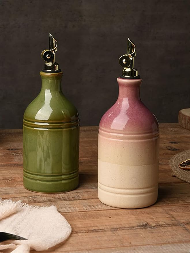 1 Pcs Olive Oil Dispenser Bottle for Kitchen,24oz Oil and Vinegar Dispenser Set, Coffee Syrup Dispenser with 1 Pourers and 1 Funnel (Pink)