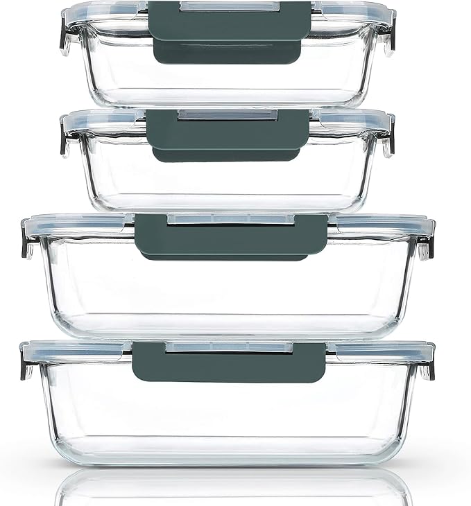 M MCIRCO [80 oz & 36 oz Extra Large Glass Food Storage/Baking Containers Set with Lids, 2 Pack 80 oz(10 cup)&2 Pack 36 oz