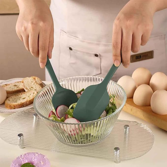Silicone Spatula Set of 5-600°F Heat Resistant Kitchen Scraper Spatulas, Strong Steel Core and One-Pieces Seamless Design, Great for Cooking Mixing & Baking - BPA Free & Dishwasher Safe (green)