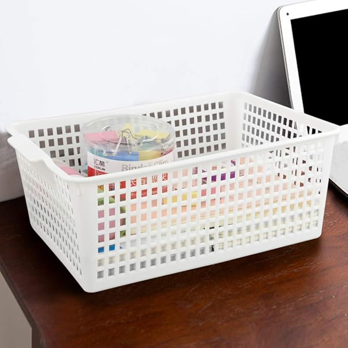 3-pack Plastic Organizer Bins, Large Storage Basket Bins
