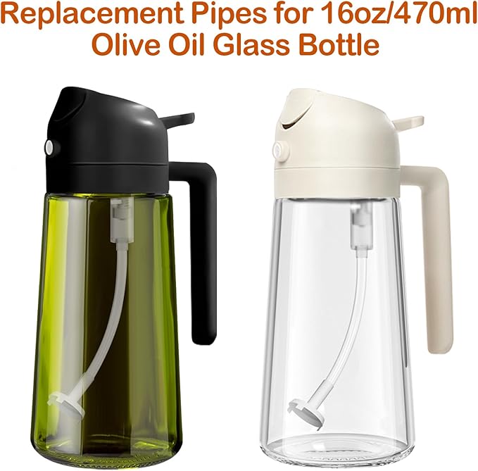 YARRAMATE 2Pcs Spray Straw Replacement for Kitchen Oil Sprayer Bottle, 4.72in/12cm Replacement Pipes for Cooking 16oz/470ml Olive Oil Glass Dispenser Bottle, Replace Oil Spray Tube Set