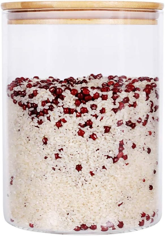 Large Glass Food Storage Container, 100 FL OZ (3000ml) Glass Food Canister with Airtight Bamboo Lids for Your Pantry