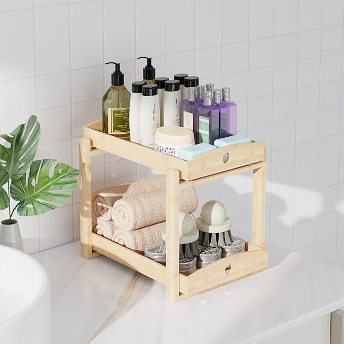 2 Pack Under Sink Organizer, Natural