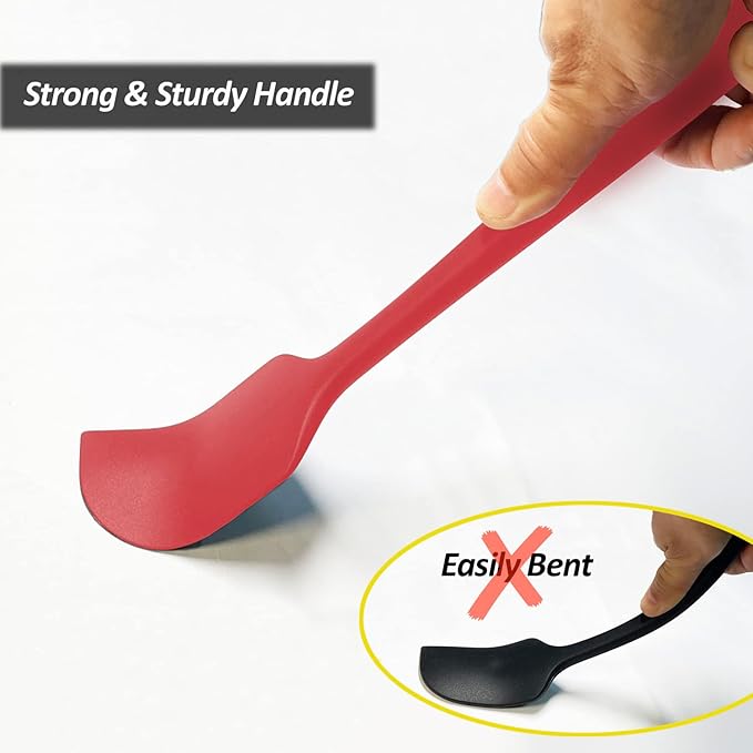 3 Pack Large Silicone Spatula for Kitchen,600°F Heat resistant Rubber Spatulas for Baking,Cooking, Scraping,and Mixing,Non Stick Kitchen Utensils, BPA Free, 11.2 IN, Red