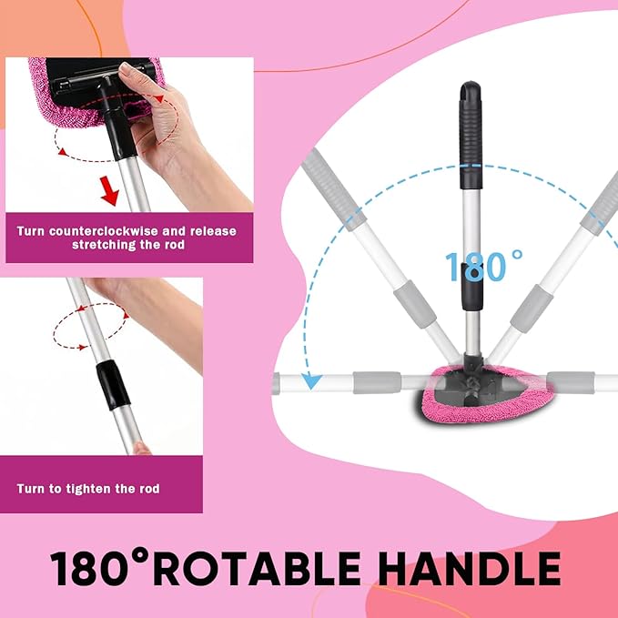 Car Window Cleaner, Car Cleanser Brush, Car Accessories Car Cleaning Supplies Tools, Car Cleaning Kit with Extendable Handle, Microfiber Cloth