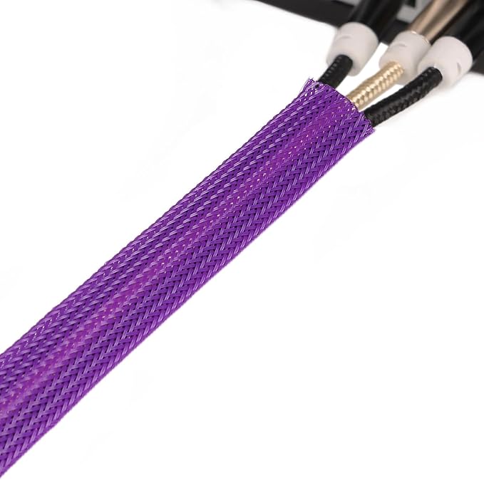 25ft PET Expandable Braided Cable Sleeve 5/8inch(16mm) Pet Braided Cable Sleeve for Audio Video Device Wire Automotive Wire (Purple)