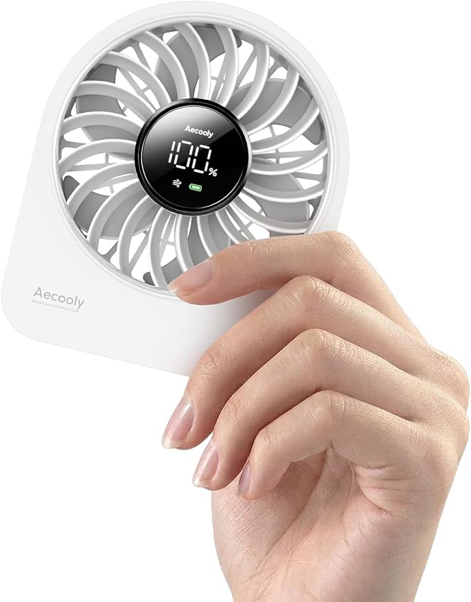 Aecooly Mini Portable Fan, Small Enough to Hold USB Desk Fan, 4 Speeds Quiet Rechargeable [10H Max Cooling Time]