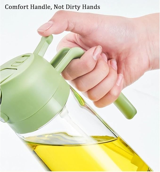 2 in 1 Oil Dispenser and Oil Sprayer, Oil Dispenser for Kitchen Spray, 2 in 1 Glass Oil Sprayer & Dispenser for Cooking, Cooking Oil Sprayer and Pourer (Green)