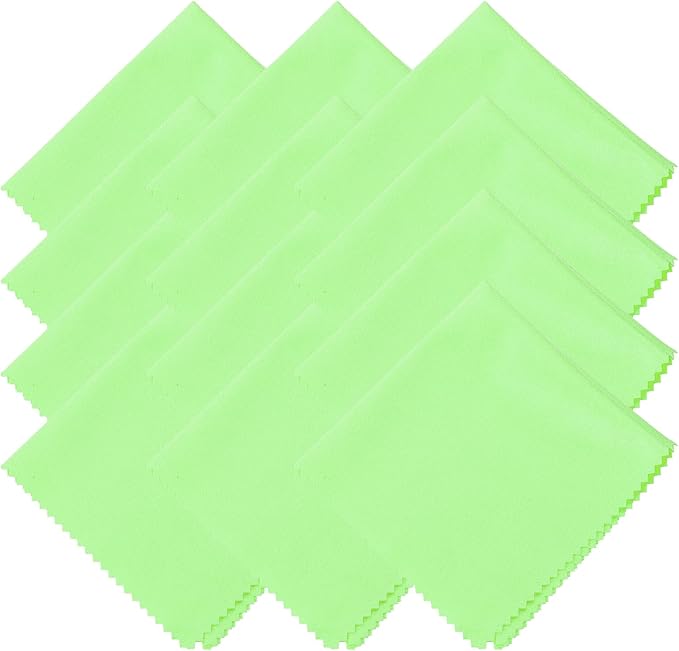 uxcell 12 Pcs Microfiber Cleaning Cloth for Glasses, 11.8 x 11.8 Inch Eyeglass Cleaning Cloth, Glasses Cleaner Wipes for Electronics Lenses Screens Cameras Cell Phones, Green