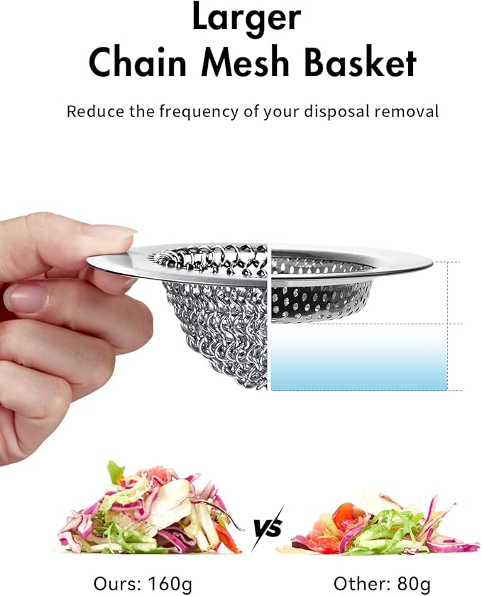 WOKDADA Revolutionary Kitchen Sink Drain Strainer, Patented Reversible Kitchen Sink Strainer, 304 Stainless Steel Sink Strainer Basket