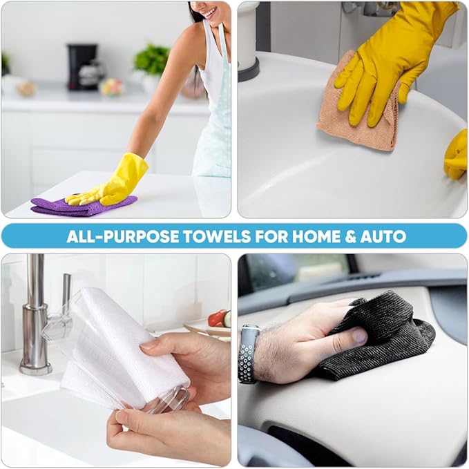 AIDEA Microfiber Cleaning Cloth Roll, 50PK, Reusable Paper Towels Tear Away Cloth, Microfiber Towels for Cars, Lint Free Cleaning Rags for House, Kitchen, Window, 11.5"×11.5", Purple