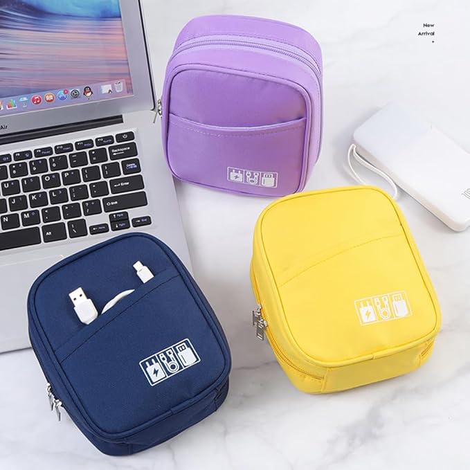 E-Tree Storage Pouch for Small Electronics and Accessories,Tech Bag,Electronic Organizer Case Compatible with MacBook Laptop Charger,Mouse,Cables,Hub,Power Bank,Earphone,Toiletries Cosmetics (Blue)