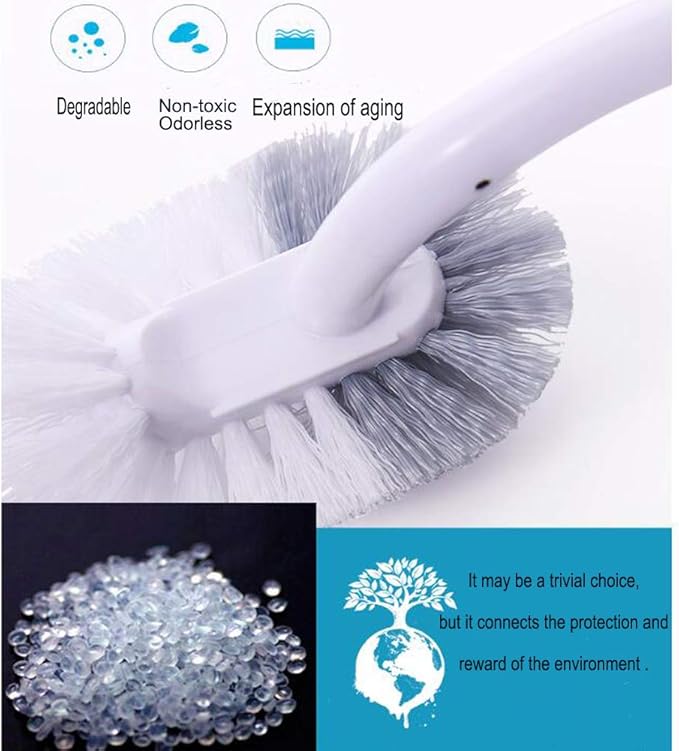 Marbarsse Bathroom Toilet Bowl Brush and Holder, Curved Design Toilet Brush for Deep Cleaning Under Rim, Best Toilet Brush Set, Easy Handy CompactToilet BowlCleaner Brush for Bathroom, 2 Pack