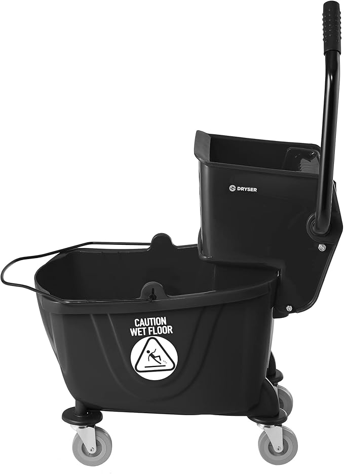 Dryser Commercial Mop Bucket with Side Press Wringer, 26 Quart, Black
