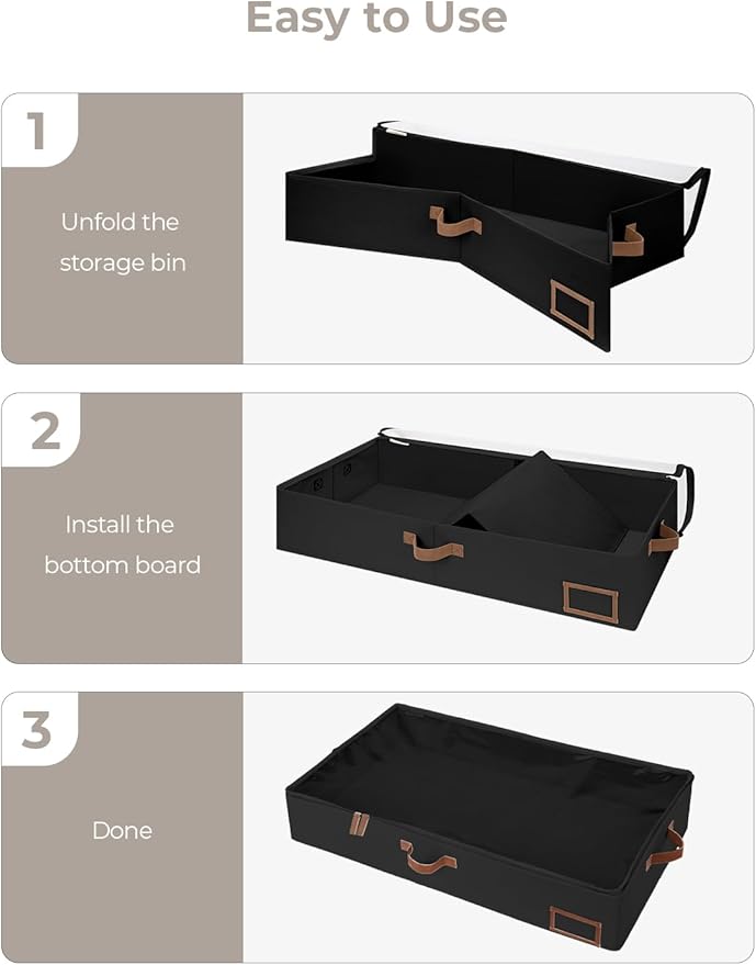 StorageWorks Extra Large Under Bed Storage Containers with Handles and Label Holder, 2 Pack Ultra-thick Fabric Underbed Bins