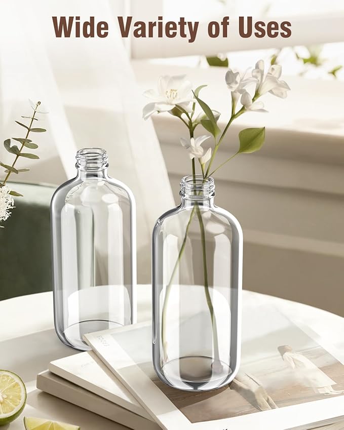 Bontip Glass Spray Bottle, Glass Spray Bottle Set & Accessories Refillable for Plants Window Cleaners Aromatherapy Facial Hydration Watering Flowers Hair Care (2 Pack/8 oz) (Transparent)