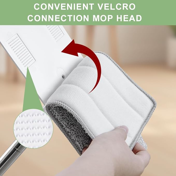 CQT Self-Wringing Mop and Bucket Set for Home Long Handle Flat Mop with 6 Washable Microfiber Pads