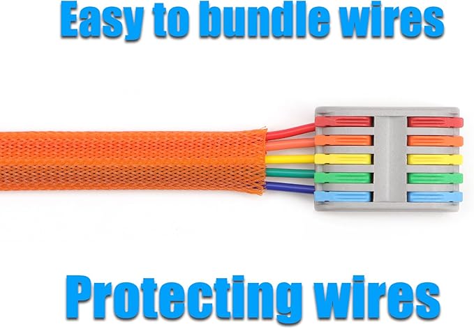 25ft PET Expandable Braided Cable Sleeve 1/2inch(12mm) Pet Braided Cable Sleeve for Audio Video Device Wire Automotive Wire (Orange)