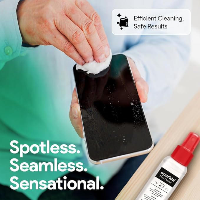 Sparkle Anti-Reflective Lens Cleaner Spray kit | (1) 2oz Glasses Cleaner Spray + (1) Microfiber Cloth for Eyeglasses, Sunglasses, Lenses