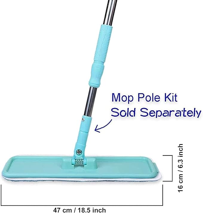 Microfiber Replacement Mop Pad, 18" x 6" Wet & Dry Home & Commercial Cleaning Refills, Reusable Floor Mop Pads (6 Pack) Blue