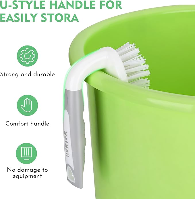 SetSail 2 Pack Heavy-Duty Scrub Brush+Floor Scrub Brush with 51-Inch Long Adjustable Handle 2 in 1 Scrape Brush Stiff Bristle Floor Scrubber for Cleaning Shower Bathroom Garage Kitchen Wall Deck Tub