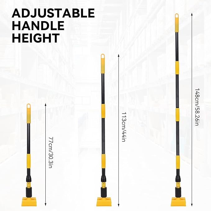 BeiLan Mop Handle Commercial Heavy Duty - 57 Inch Industrial Metal Mop Stick with Jaw Clamp Replacement for Floor Cleaning - Professional Gripper Mops Head Replacement Holder