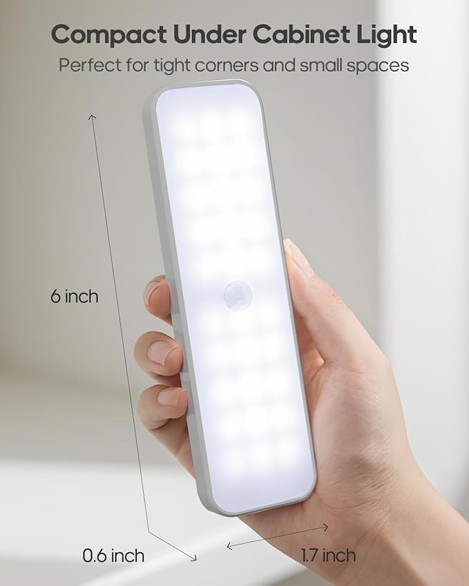 6 Pack Under Cabinet Lighting Wireless with Charging Station, Small 6'' Led Rechargeable Motion Sensor Light Indoor, 3CCT Dimmable Closet Light, Under Counter Light for Pantry, Bookshelf, Stair