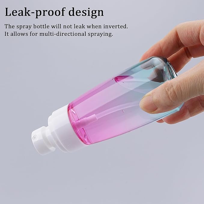 Cosywell Fine Mist Spray Bottles TSA Approved 3.4oz 100ml 3 Pack Leak Proof Travel Spray Bottle Empty Small Spray Bottles for Perfume Essential Oils Toners Rose Water Cosmetics (3Gradient Pink Blue)