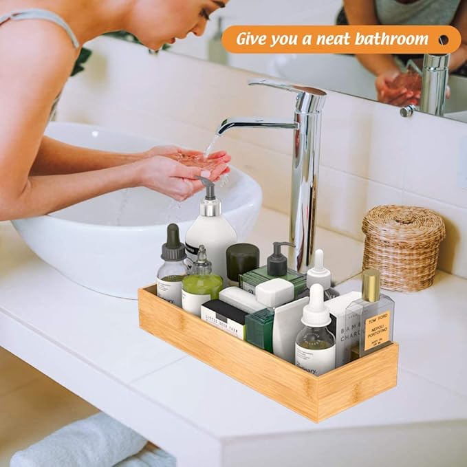 Bathroom Vanity Tray Organizer Bamboo