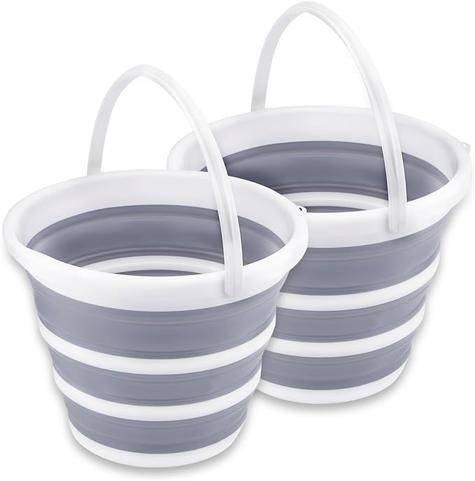 2 Pack Collapsible Buckets 10L 2.6 Gallon Cleaning Bucket Mop Bucket Folding Foldable Portable Small Plastic Water Supplies for Outdoor Garden Camping Fishing Car Wash Space Saving