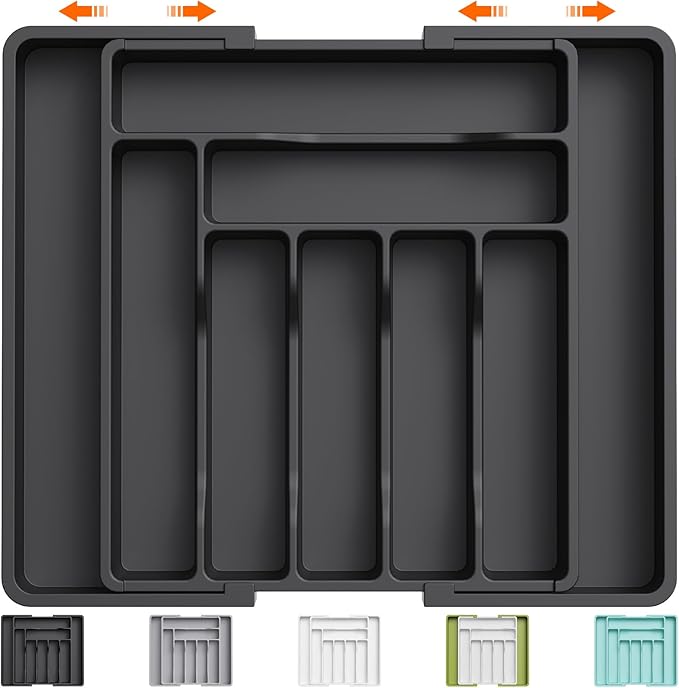 Lifewit Utensil Organizer for Kitchen Drawer, Expandable Cooking Silverware Tray, Adjustable Cutlery Flatware Holder