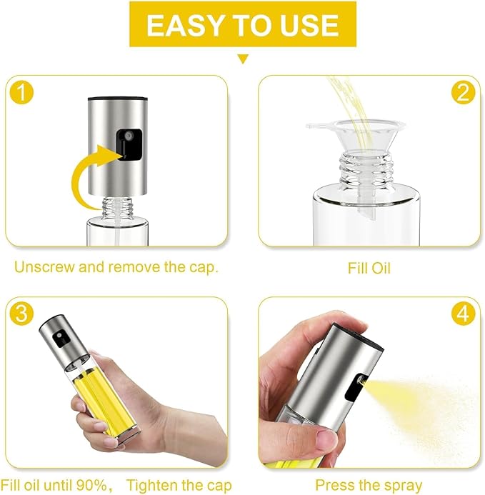 Cooking Oil Sprayer, 100ml Olive Oil Sprayer, Seasoning Spray Bottle, Glass Bottle for Roasting Olive Oil, Suitable for Kitchen, Cooking, BBQ,Baking Bread, and Barbecuing