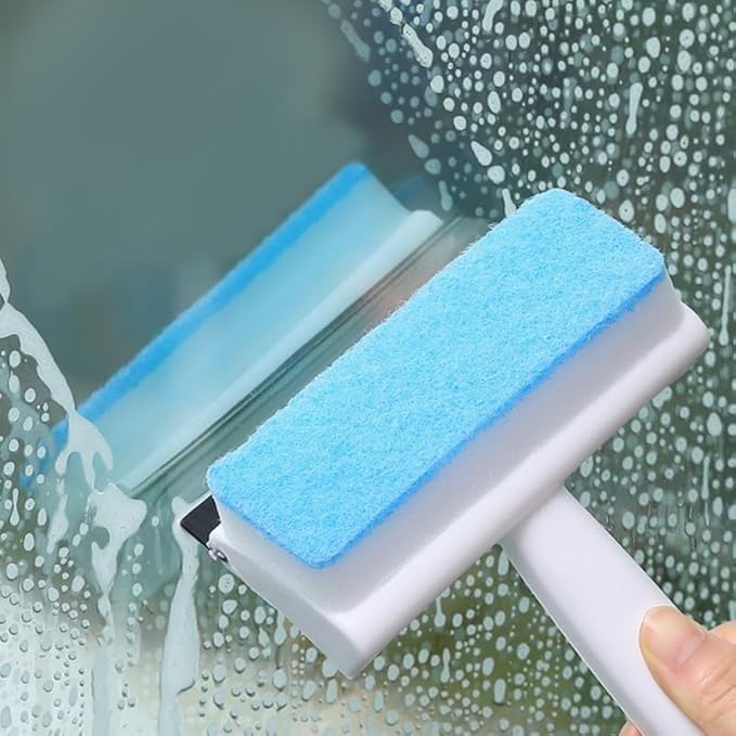 Baluue Window Cleaner - 2-in-1 Squeegee & Sponge (7.28") - Car/Glass Cleaning