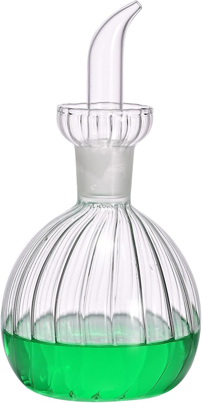 ELETON Stripe Ball Borosilicate Glass Olive Oil Dispenser – Non Drip 16 oz Bottle for Kitchen, Leak Proof Vinegar Cruet, Easy Clean Modern Pourer(16oz/500ml)