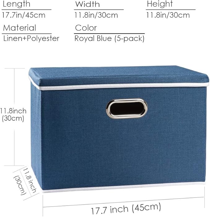 Large Collapsible Storage Bins with Lids [5-Pack] Fabric Foldable Storage Boxes
