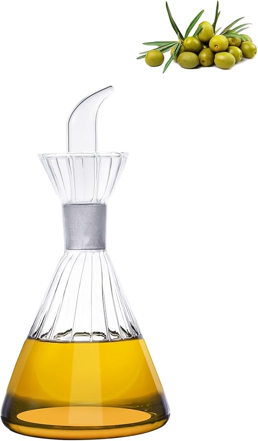 HAIZEEN 9 oz/250 ml Glass All-Purpose Cruet, Glass Oil Decanter and Cruet for Kitchen and BBQ oil dispenser bottle for kitchen Cooking Oil Dispenser Oil Bottle