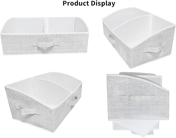 3 Packs Closet Storage Bins - Trapezoid Large Storage Box - Foldable Fabric Baskets for Organizing Clothes - Baby Toiletry, Toys, Towel, DVD, Book (Grey, 20 x 11.2 x 8.3 inches)