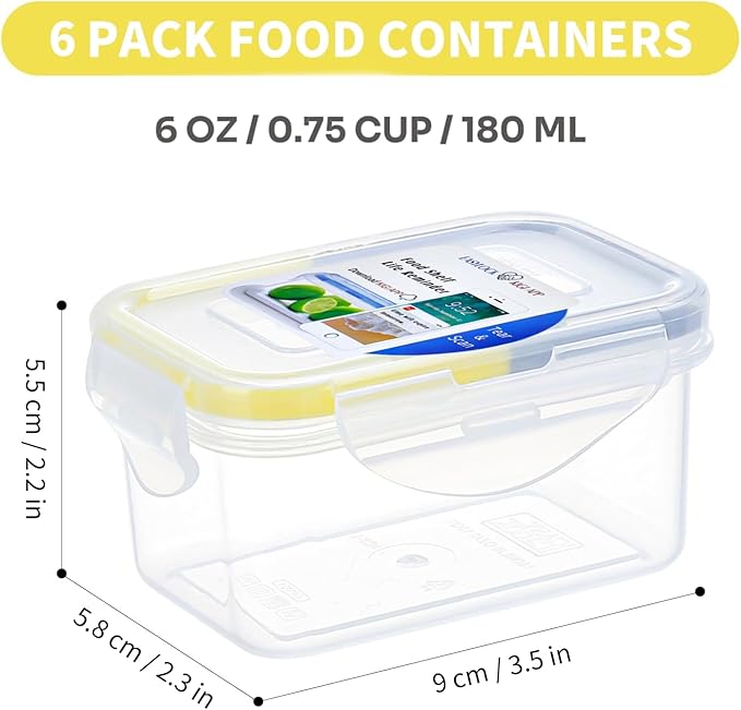 KIGI Small Plastic Food Storage Container for Snack, Lunch & Meal Prep, BPA-Free, Airtight lids, Rectangular Leak-Proof Mini Bento box