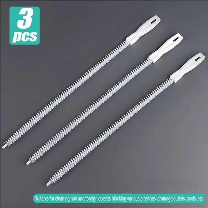 Hair Sewer Sink Cleaning Brushes Drain Cleaner Pipe Dredging Brush Bathroom Flexible(3pcs,45cm Long)