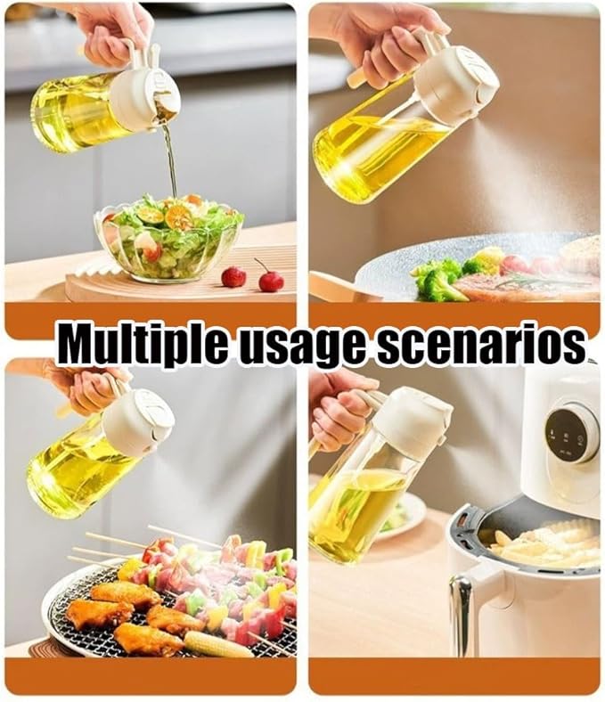 Oil Dispenser for Kitchen Spray, Oil Dispenser Bottle Spray and Pour, 2 in 1 Olive Oil Dispenser Bottle for Kitchen, 16oz/470ml Glass Oil Bottle for Air Fryer, Salad, Frying, BBQ ( Color : Black )