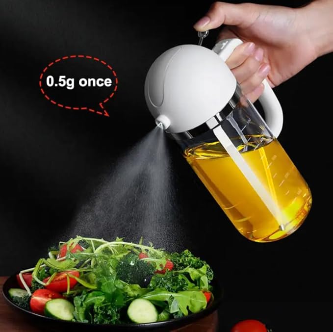 Oil Dispenser bottle for kitchen - 2 in 1 Oil Dispenser and Oil Sprayer - 500ml Oil Bottle with Pourer - Oil Sprayer for Cooking, Kitchen, Salad, Barbecue (YELLOW)