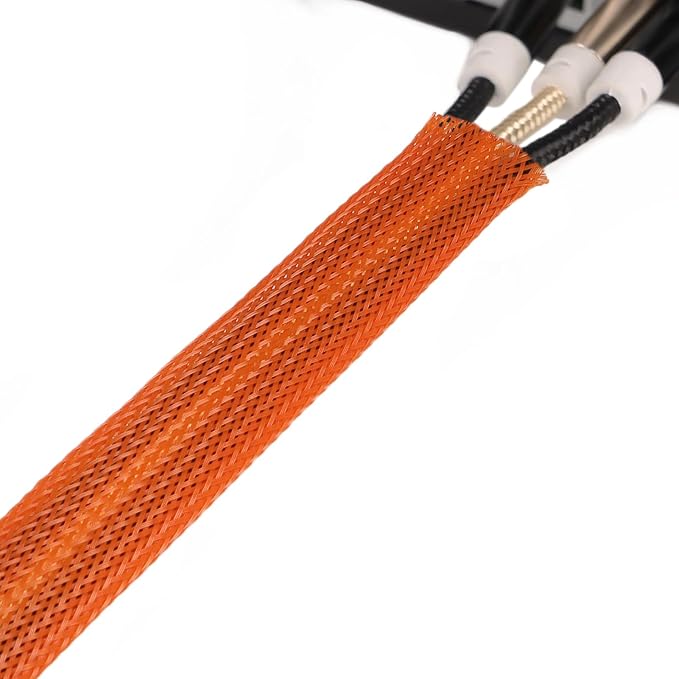 25ft PET Expandable Braided Cable Sleeve 1/3inch(8mm) Pet Braided Cable Sleeve for Audio Video Device Wire Automotive Wire (Orange)