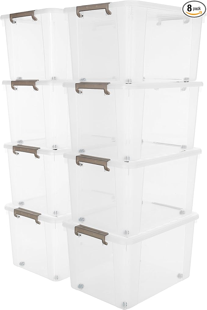 Citylife 69 QT Plastic Storage Bins with Latching Lids Stackable Storage Containers for Organizing Large Clear Storage Box for Garage, Closet, Kitchen